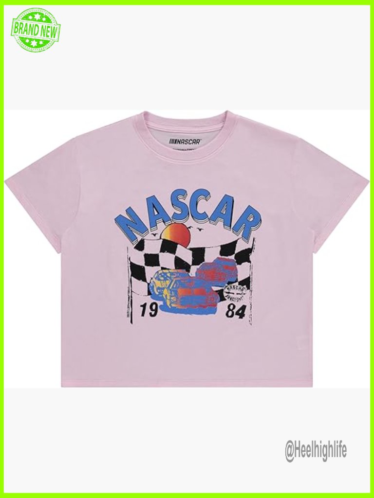 Womens Racing Fan Graphic Crew Neck Crop Top Short Sleeve Tee